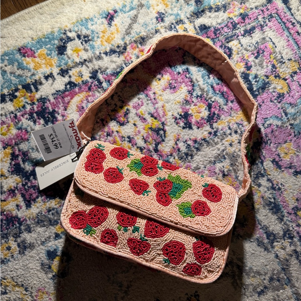 Strawberry Pink Beaded Bag